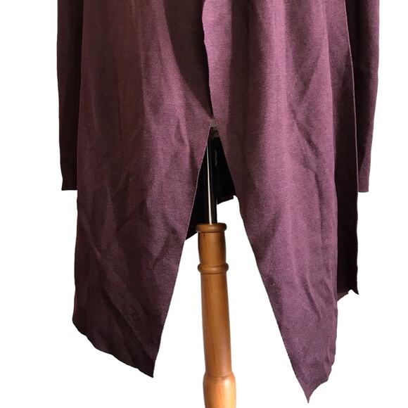 Akris Cashmere Silk Knit Waterfall Front Eggplant Purple Cardgian Sweater 16 - Picture 3 of 13